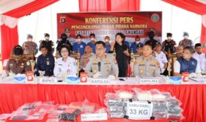 Kapolda Kalteng Pimpin Konferensi Pers, Hasil Pengungkapan 33,8 KG Narkoba di Wilayah Lamandau