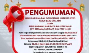 Libur Nyepi dan Lebaran Idulfitri, Pemprov Kalsel Pastikan Pelayanan RSUD Ulin Tetap Berjalan