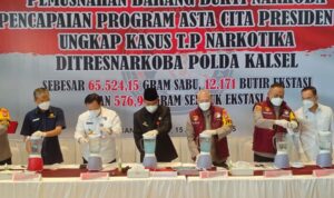 Pemprov Kalsel dan Polda Musnahkan  Barang Bukti Narkoba Dengan Total Miliaran Rupiah