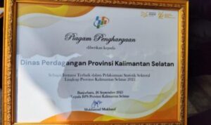 Dinas Perdagangan Kalsel Raih Penghargaan Statistik Sektoral Terbaik dari BPS