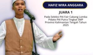 Hafiz Wira Anggara Juara 1 Pidato PAI, Wakili Kalteng ke Tingkat Nasional